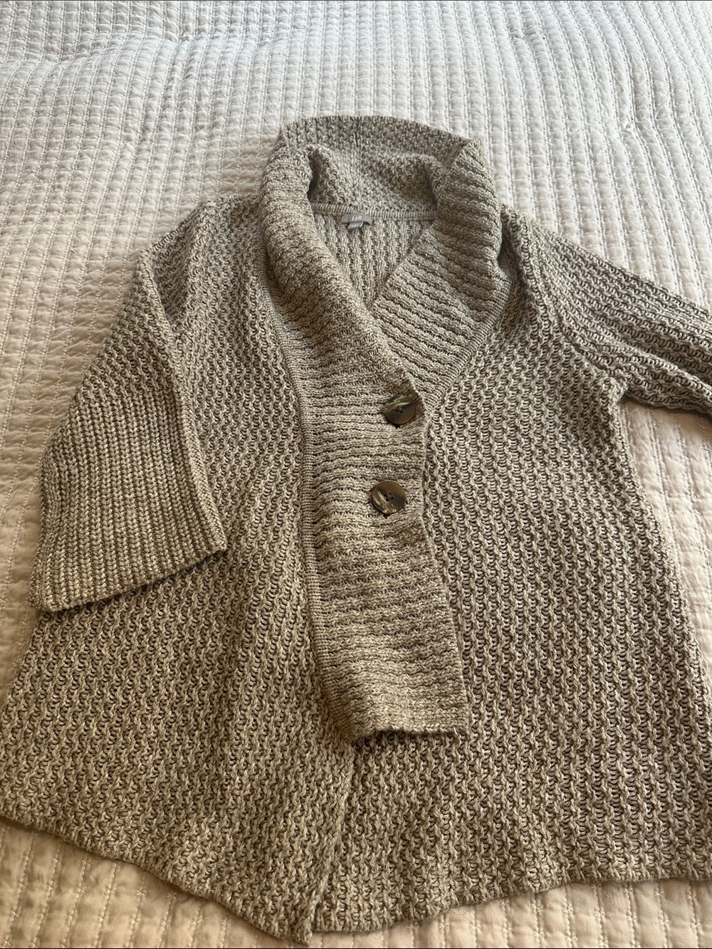 J. Jill Chunky Shawl Collar Cardigan - Taupe/Beige